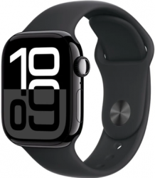 Apple Watch Series 10 GPS + Cellular 42mm Jet Black Aluminium Case with Black Sport Band (MWX73SA/A)