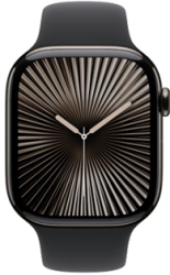 Apple Watch Series 10 GPS + Cellular 46mm Slate Titanium Case with Black Sport Band (MWYE3SA/A)