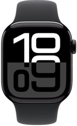 Apple Watch Series 10 GPS + Cellular 42mm Jet Black Aluminium Case with Black Sport Band (MWX73SA/A)